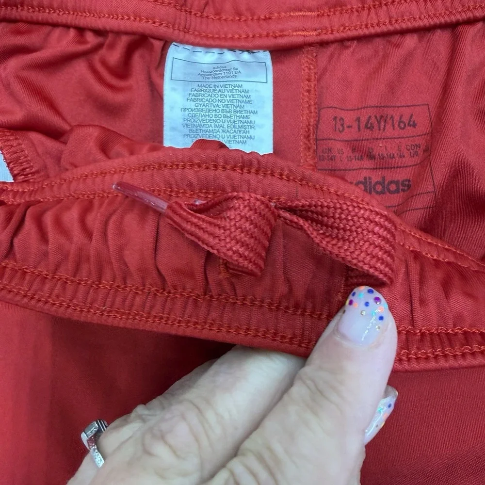 Adidas AeroReady Shorts Red White Striped Athletic Drawstring Boys Large
